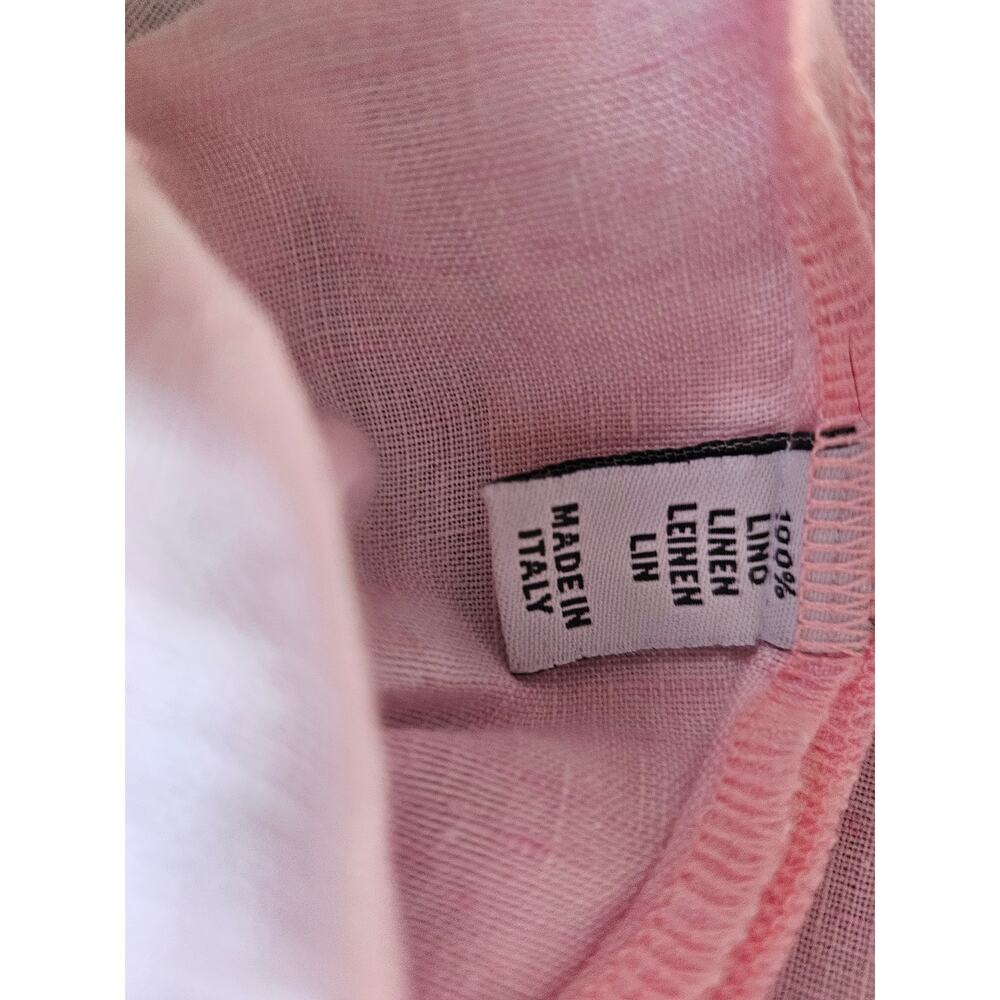 Mario Romano Pink Gray White Colorblock Shift Dress Sz S 100% Italian Linen - Picture 8 of 8